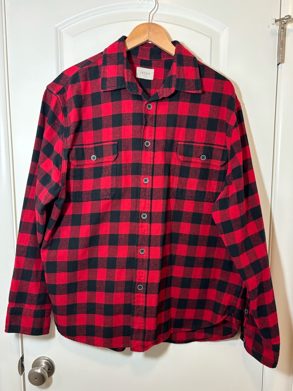 Jachs Red and Black Plaid Button-Down Shirt #274